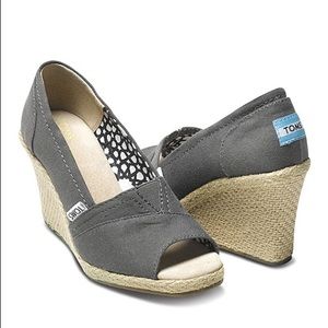 Toms Grey Espadrille Wedges